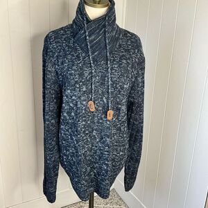 The Slope Mens Size Large Funnel Neck Sweater Blue Faux Fur Long Sleeve